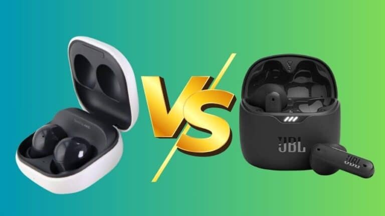 Comparativo entre Galaxy Buds e JBL Tune, destacando as principais diferenças e características dos modelos